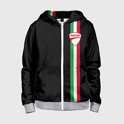 Толстовка на молнии детская DUCATI MOTOCYCLE ITALY LINE, цвет: 3D-меланж
