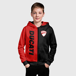 Толстовка на молнии детская DUCATI BLACK RED BACKGROUND, цвет: 3D-черный — фото 2