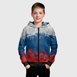 Толстовка на молнии детская Россия Абстракция Russia Abstraction, цвет: 3D-черный — фото 2