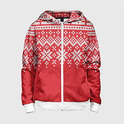 Толстовка на молнии детская Knitted Pattern, цвет: 3D-белый