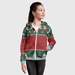 Толстовка на молнии детская Knitted Christmas Pattern, цвет: 3D-меланж — фото 2