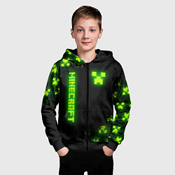 Толстовка на молнии детская MINECRAFT NEON LOGO CREEPER, цвет: 3D-черный — фото 2