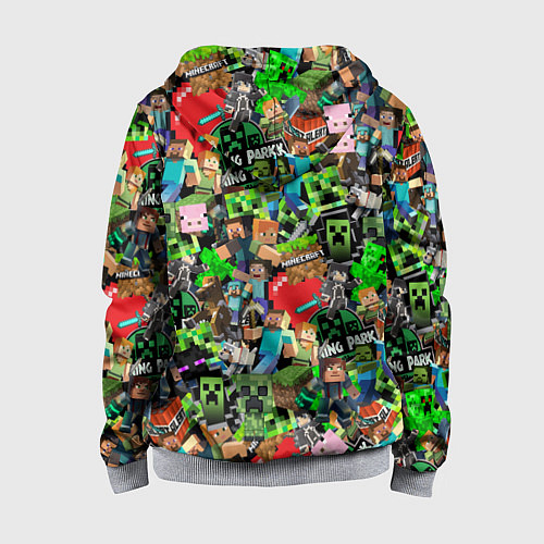 Детская толстовка на молнии МАЙНКРАФТ ВСЕ ГЕРОИ И ПРЕДМЕТЫ / 3D-Меланж – фото 2