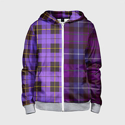 Детская толстовка на молнии Purple Checkered