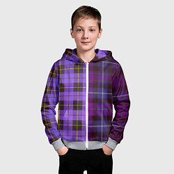 Толстовка на молнии детская Purple Checkered, цвет: 3D-меланж — фото 2