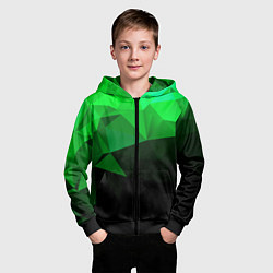 Толстовка на молнии детская Изумрудный Зеленый Геометрия, цвет: 3D-черный — фото 2