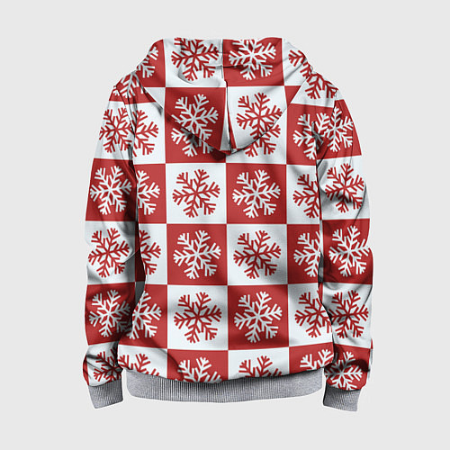 Детская толстовка на молнии Шахматные Снежинки / 3D-Меланж – фото 2