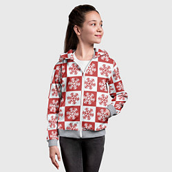 Толстовка на молнии детская Шахматные Снежинки, цвет: 3D-меланж — фото 2