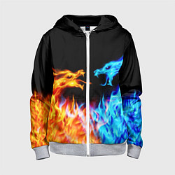 Толстовка на молнии детская FIRE DRAGONS ОГНЕННЫЕ ДРАКОНЫ, цвет: 3D-меланж