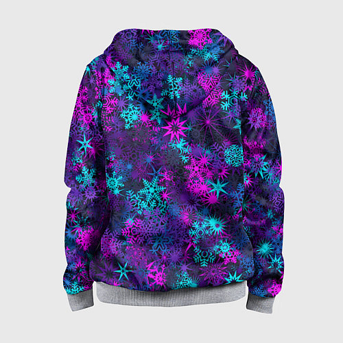 Детская толстовка на молнии Неоновые снежинки / 3D-Меланж – фото 2