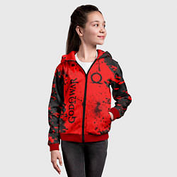 Толстовка на молнии детская God of War Брызги крови, цвет: 3D-красный — фото 2
