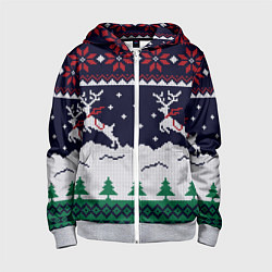 Толстовка на молнии детская СВИТЕР С ОЛЕНЯМИ DEER SWEATER, цвет: 3D-меланж