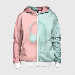 Толстовка на молнии детская Музыкальное настроение, цвет: 3D-белый