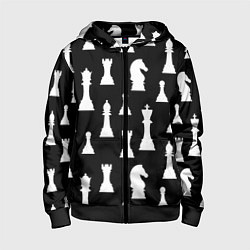 Толстовка на молнии детская Белые шахматные фигуры, цвет: 3D-черный