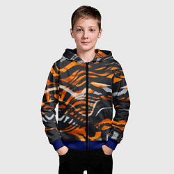 Толстовка на молнии детская Окрас тигра, цвет: 3D-синий — фото 2