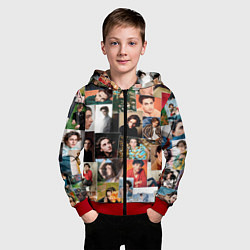 Толстовка на молнии детская Тимоти цветной коллаж, цвет: 3D-красный — фото 2