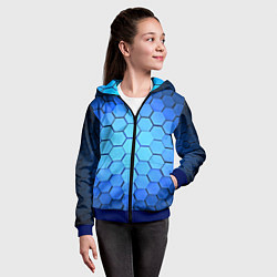 Толстовка на молнии детская Неоновые 3D ПЛИТЫ, цвет: 3D-синий — фото 2