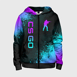 Толстовка на молнии детская CS GO NEON SYMBOL STYLE SKIN КС ГО НЕОН, цвет: 3D-черный