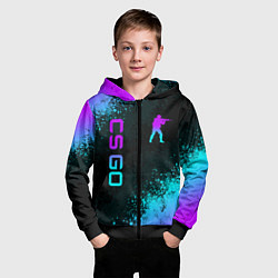 Толстовка на молнии детская CS GO NEON SYMBOL STYLE SKIN КС ГО НЕОН, цвет: 3D-черный — фото 2
