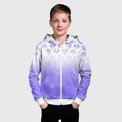 Толстовка на молнии детская GENSHIN IMPACT SYMBOL PATTERN SAKURA САКУРА, цвет: 3D-белый — фото 2