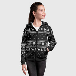 Толстовка на молнии детская ЧЁРНЫЙ НОВОГОДНИЙ СВИТЕР С ОЛЕНЯМИ 2022, цвет: 3D-черный — фото 2