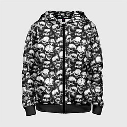 Толстовка на молнии детская Screaming skulls, цвет: 3D-черный