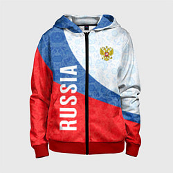 Толстовка на молнии детская RUSSIA SPORT STYLE РОССИЯ СПОРТИВНЫЙ СТИЛЬ, цвет: 3D-красный