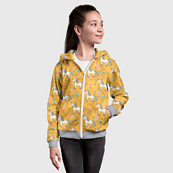 Толстовка на молнии детская Единороги на желтом фоне, цвет: 3D-меланж — фото 2