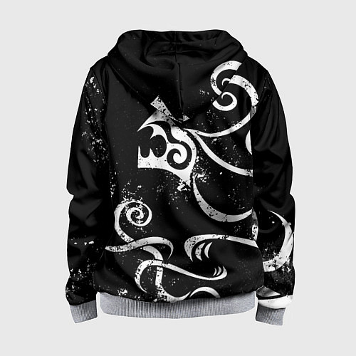Детская толстовка на молнии ТАТУИРОВКА ДРАКЕНА WHITE AND BLACK / 3D-Меланж – фото 2