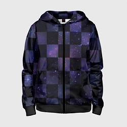 Толстовка на молнии детская Space Neon Chessboard, цвет: 3D-черный
