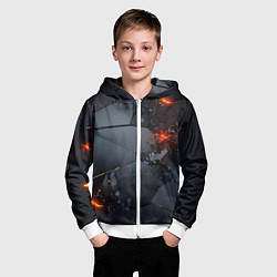 Толстовка на молнии детская НЕОНОВЫЙ ВЗРЫВ ПЛИТЫ, ОБЛОМКИ NEON EXPLOSION, цвет: 3D-белый — фото 2