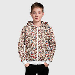 Толстовка на молнии детская Россия паттерн светлый, цвет: 3D-белый — фото 2