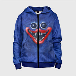 Толстовка на молнии детская Smile Huggy Wuggy, цвет: 3D-синий