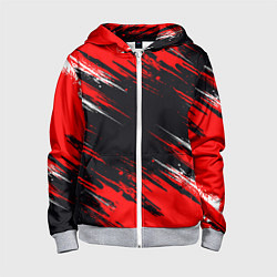 Толстовка на молнии детская БЕЛО-КРАСНАЯ КРАСКА, цвет: 3D-меланж