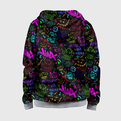 Детская толстовка на молнии League Of Legends - Arcane неоновые логотипы / 3D-Меланж – фото 2