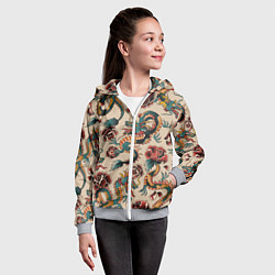 Толстовка на молнии детская Мифические японские драконы, цвет: 3D-меланж — фото 2