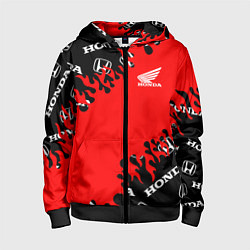 Детская толстовка на молнии Honda нарисованный огонь