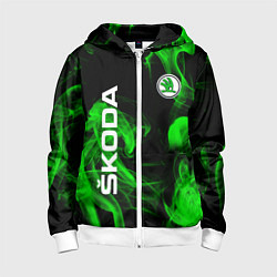 Толстовка на молнии детская Skoda: Green Smoke, цвет: 3D-белый