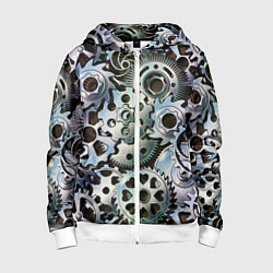 Толстовка на молнии детская Стимпанк шестеренки Steampunk, цвет: 3D-белый