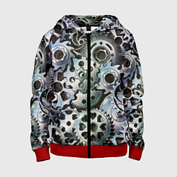 Толстовка на молнии детская Стимпанк шестеренки Steampunk, цвет: 3D-красный