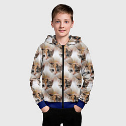 Толстовка на молнии детская Маленький котенок паттерн, цвет: 3D-синий — фото 2