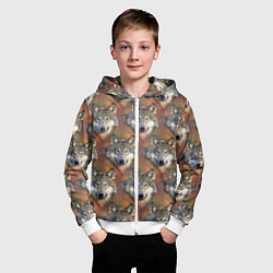 Толстовка на молнии детская Волки Wolfs паттерн, цвет: 3D-белый — фото 2