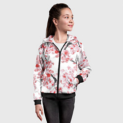 Толстовка на молнии детская Ранняя сакура, цвет: 3D-черный — фото 2