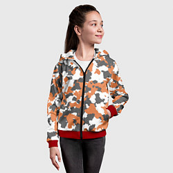 Толстовка на молнии детская Orange Camo, цвет: 3D-красный — фото 2