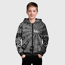 Толстовка на молнии детская Beatles черно-белый, цвет: 3D-черный — фото 2