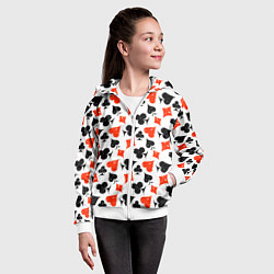 Толстовка на молнии детская Пика, Черва, Крестя, Бубна, цвет: 3D-белый — фото 2