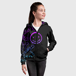 Толстовка на молнии детская Neon Bored Half pattern, цвет: 3D-черный — фото 2
