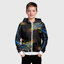 Толстовка на молнии детская Огненные фракталы 3d, цвет: 3D-белый — фото 2