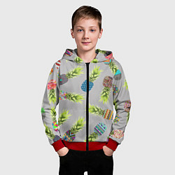 Толстовка на молнии детская Узорные ананасы, цвет: 3D-красный — фото 2