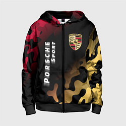 Толстовка на молнии детская ПОРШЕ Porsche Sport - Камуфляж, цвет: 3D-черный